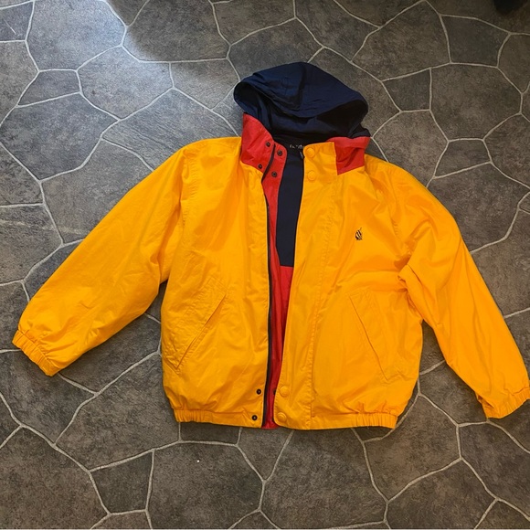 VINTAGE Nautica Double sided Men’s Jacket reversible white blue yellow Small - Picture 9 of 16